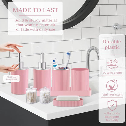 Light Pink Bathroom Accessories Set, 10PC Bathroom Restroom Sets