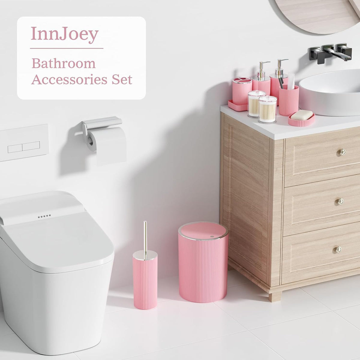 Light Pink Bathroom Accessories Set, 10PC Bathroom Restroom Sets