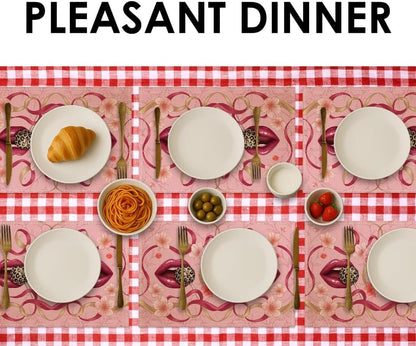 Elegant Floral Placemats, Modern Peach Design for Dining Table, Decorative Non-Slip Washable Indoor Outdoor Kitchen Party Placemats Set of 6