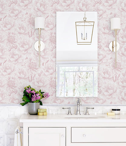 17.3in×118in Floral Peel and Stick Wallpaper Boho Contact Paper Pink and White Wall Paper Modern Removable Wallpaper for Bedroom Bathroom Nursery Mural Wall Self Adhesive Waterproof Vinyl Roll