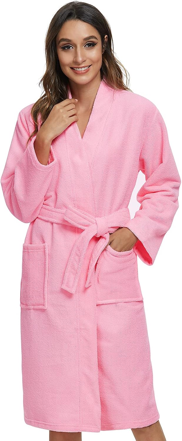 Women Kimono Robes Lightweight Terry Cloth Bathrobe Knee Length Bath Robe