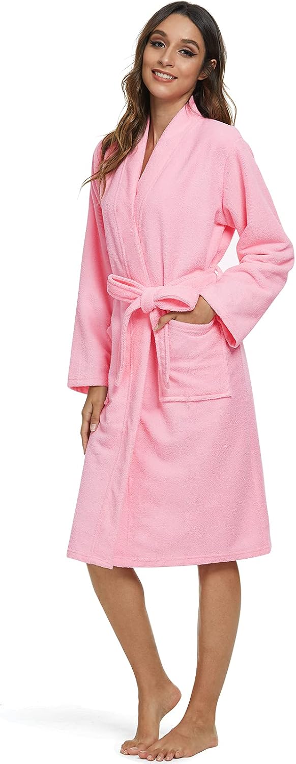 Women Kimono Robes Lightweight Terry Cloth Bathrobe Knee Length Bath Robe