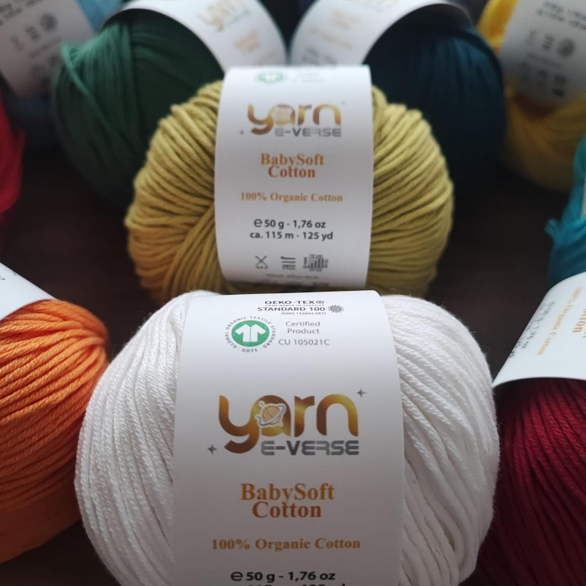 Babysoft Cotton Yarn, , 100% Organic Cotton, Soft & Hypoallergenic, Ideal for Baby Knitting, Crocheting, Amigurumi & DIY Projects, Organic Textile Certified, 50g (3, 125 Peach Pink)