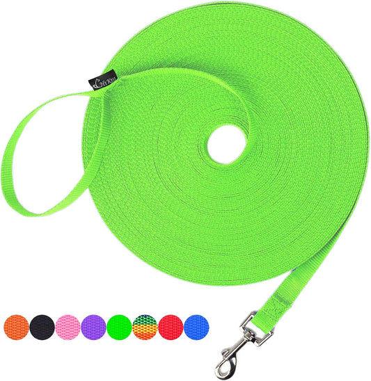 Hi Kiss Dog/Puppy Obedience Recall Training Agility Lead - 15ft 20ft 30ft 50ft 100ft Training Leash - Great for Training, Play, Camping, or Backyard (100 Feet, Green)