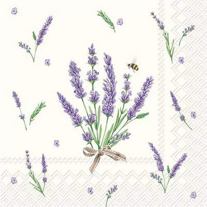 IHR Ideal Home Range Cocktail Napkins Disposable 3-Ply Paper Party Napkin Pack, 5" x 5", Bouquet of Lavender, 20-Count