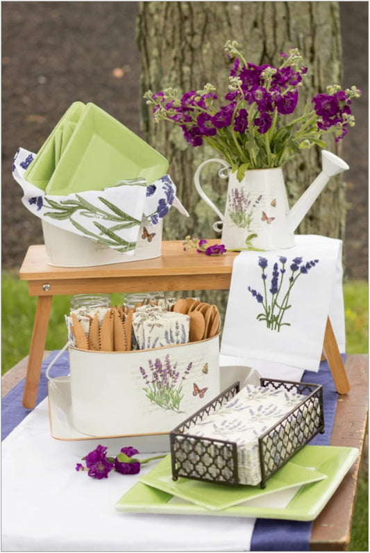IHR Ideal Home Range Cocktail Napkins Disposable 3-Ply Paper Party Napkin Pack, 5" x 5", Bouquet of Lavender, 20-Count