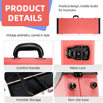 Electric Guitar Case Hard, Fits Fender Strat, Tele, and Standard Guitars, Portable 4-Layer Protection Hardshell with Comfort Handle, Secure Metal Lock (Light Pink)