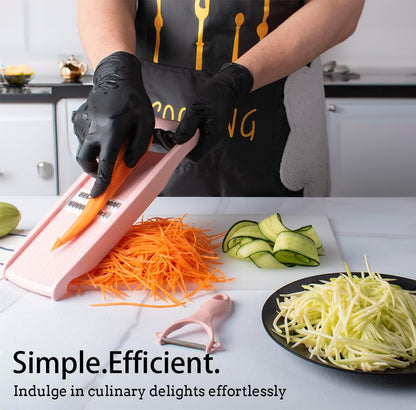 Mandoline Slicer for Kitchen Slicer Vegetable Cutter 5 In 1 Veggie Slicer Potato Slicer waffle fry cutter Hot Swap Mandolin with Peeler for Vegetables Carrot Shredder Cucumber Slicer - Pink