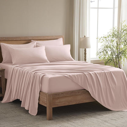 Queen Sheet Set - 6 Piece Sheets Queen Size Bed Set - Breathable & Cooling Hotel Luxury Bedding Set - Soft & Comfy Fully Elasticized 16" Deep Pocket Queen Sheets (Queen Baby Pink)