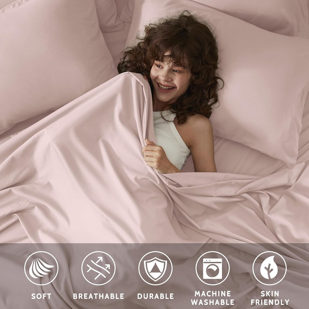 Queen Sheet Set - 6 Piece Sheets Queen Size Bed Set - Breathable & Cooling Hotel Luxury Bedding Set - Soft & Comfy Fully Elasticized 16" Deep Pocket Queen Sheets (Queen Baby Pink)