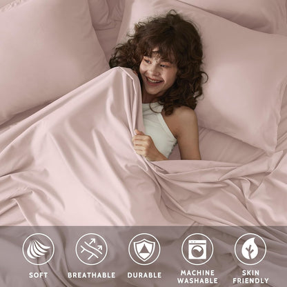 Queen Sheet Set - 6 Piece Sheets Queen Size Bed Set - Breathable & Cooling Hotel Luxury Bedding Set - Soft & Comfy Fully Elasticized 16" Deep Pocket Queen Sheets (Queen Baby Pink)