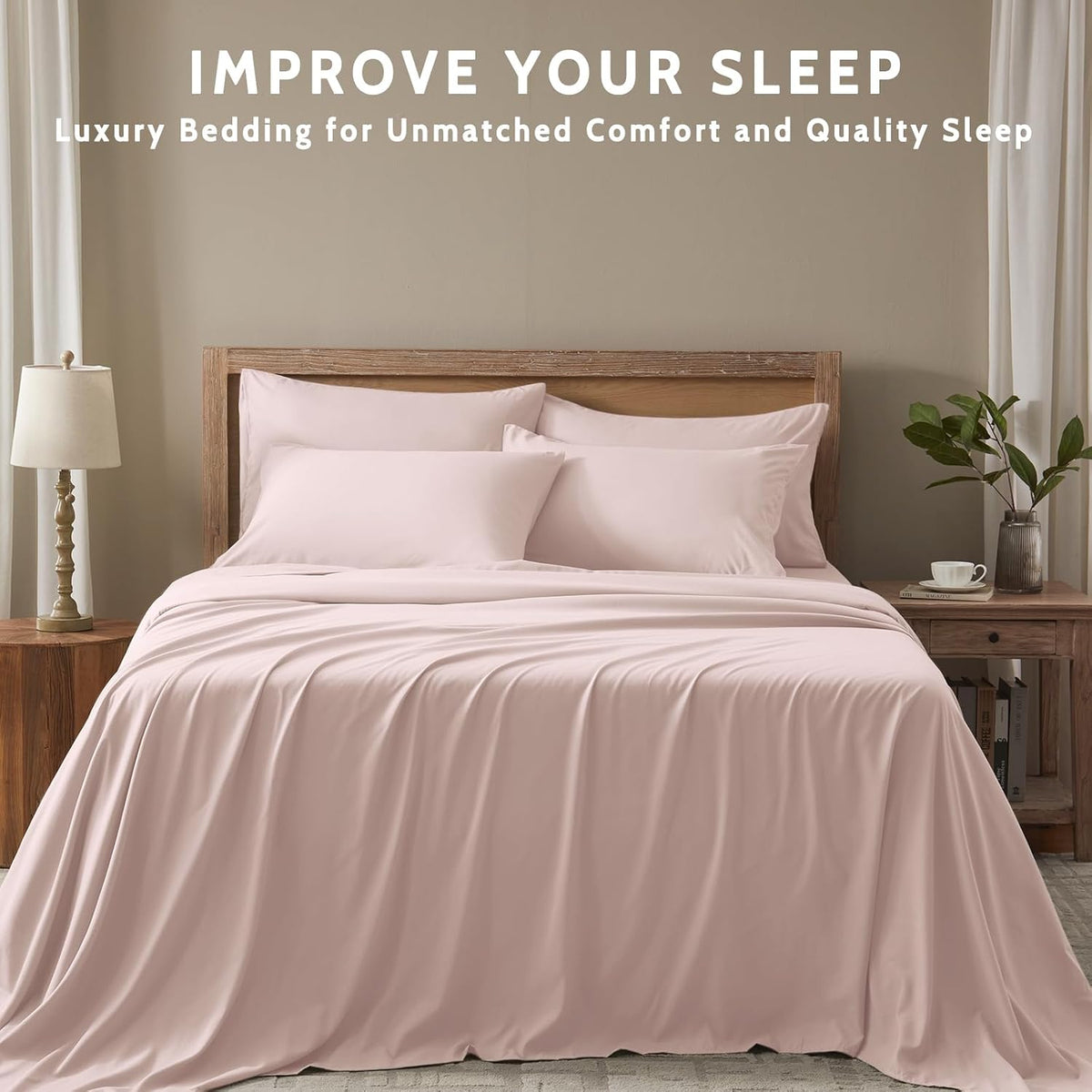 Queen Sheet Set - 6 Piece Sheets Queen Size Bed Set - Breathable & Cooling Hotel Luxury Bedding Set - Soft & Comfy Fully Elasticized 16" Deep Pocket Queen Sheets (Queen Baby Pink)