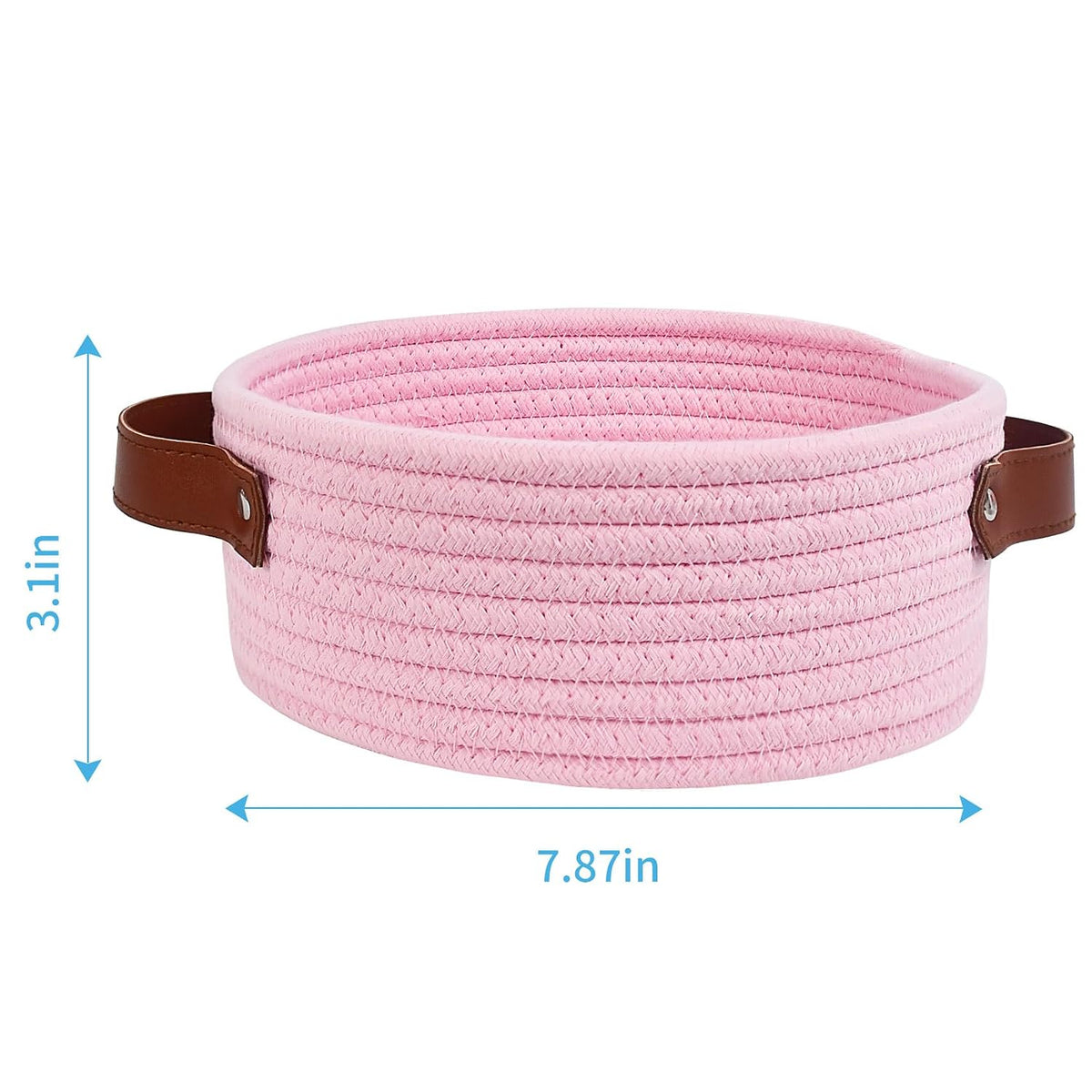 Small Storage Basket, Mini Cotton Rope Storage Bin, Cute Tiny Shelf Baskets, Boho Decorative Toy Organizer for Nursery, Spa, Empty Gift Basket - XS, Pink