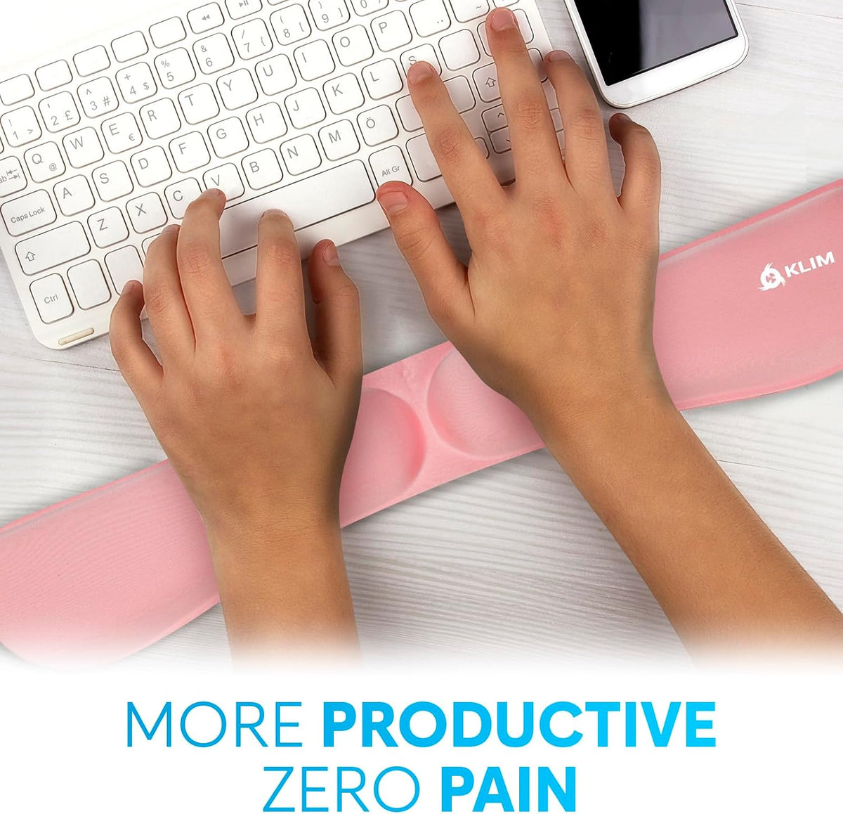 KLIM Mouse & Keyboard Wrist Rest Set - Silky Gel Memory Foam - Ergonomic Wrist Rest for Computer Keyboard, Wrist Pad for Keyboard + Wrist Rest for Mouse - for Gaming and Office - Pain Relief - Pink