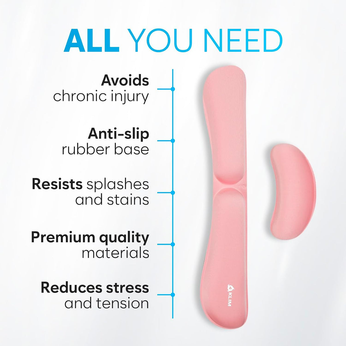 KLIM Mouse & Keyboard Wrist Rest Set - Silky Gel Memory Foam - Ergonomic Wrist Rest for Computer Keyboard, Wrist Pad for Keyboard + Wrist Rest for Mouse - for Gaming and Office - Pain Relief - Pink