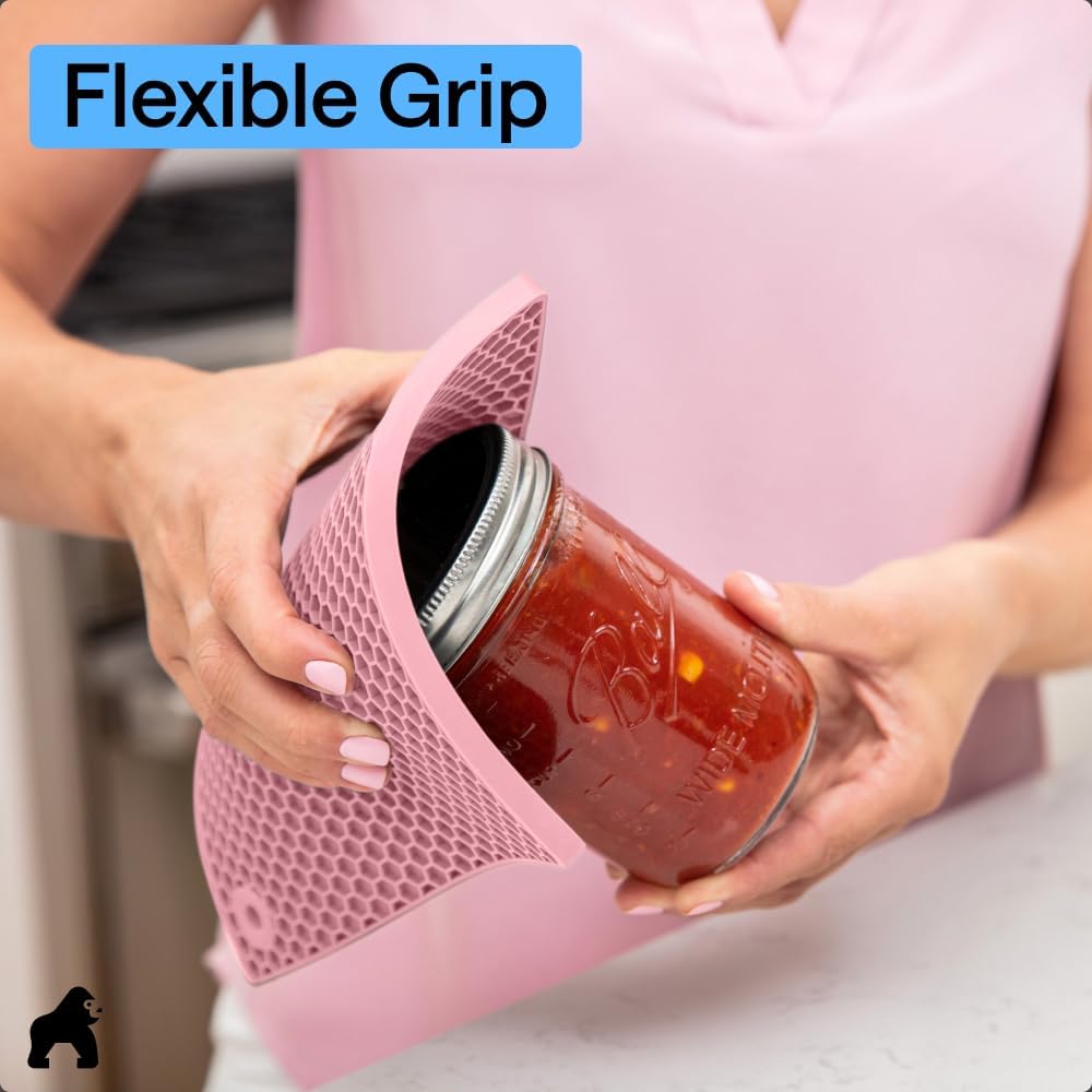BPA-Free Silicone Oven Mitts and Pot Holders Set, Pink