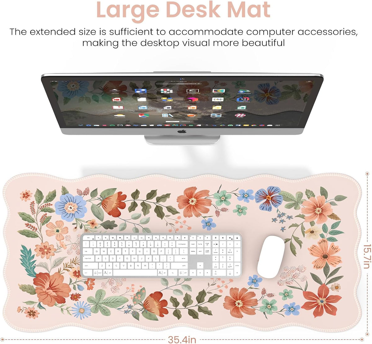 Cute Desk Pad for Desktop Setup, Large Keyboard Mat(Light Pink)