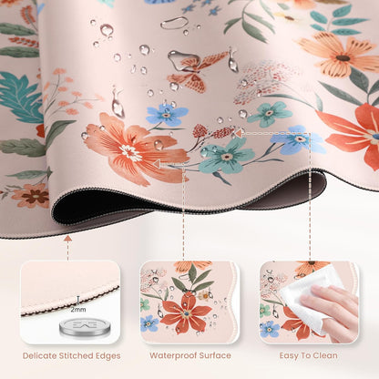 Cute Desk Pad for Desktop Setup, Large Keyboard Mat(Light Pink)