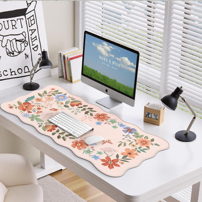 Cute Desk Pad for Desktop Setup, Large Keyboard Mat(Light Pink)