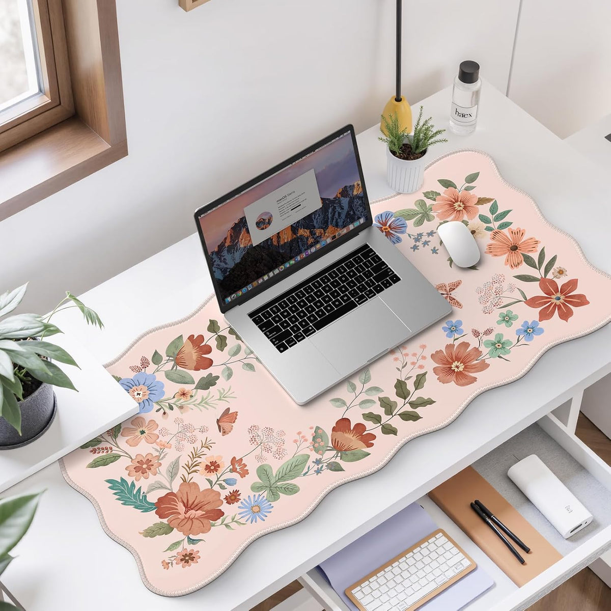 Cute Desk Pad for Desktop Setup, Large Keyboard Mat(Light Pink)