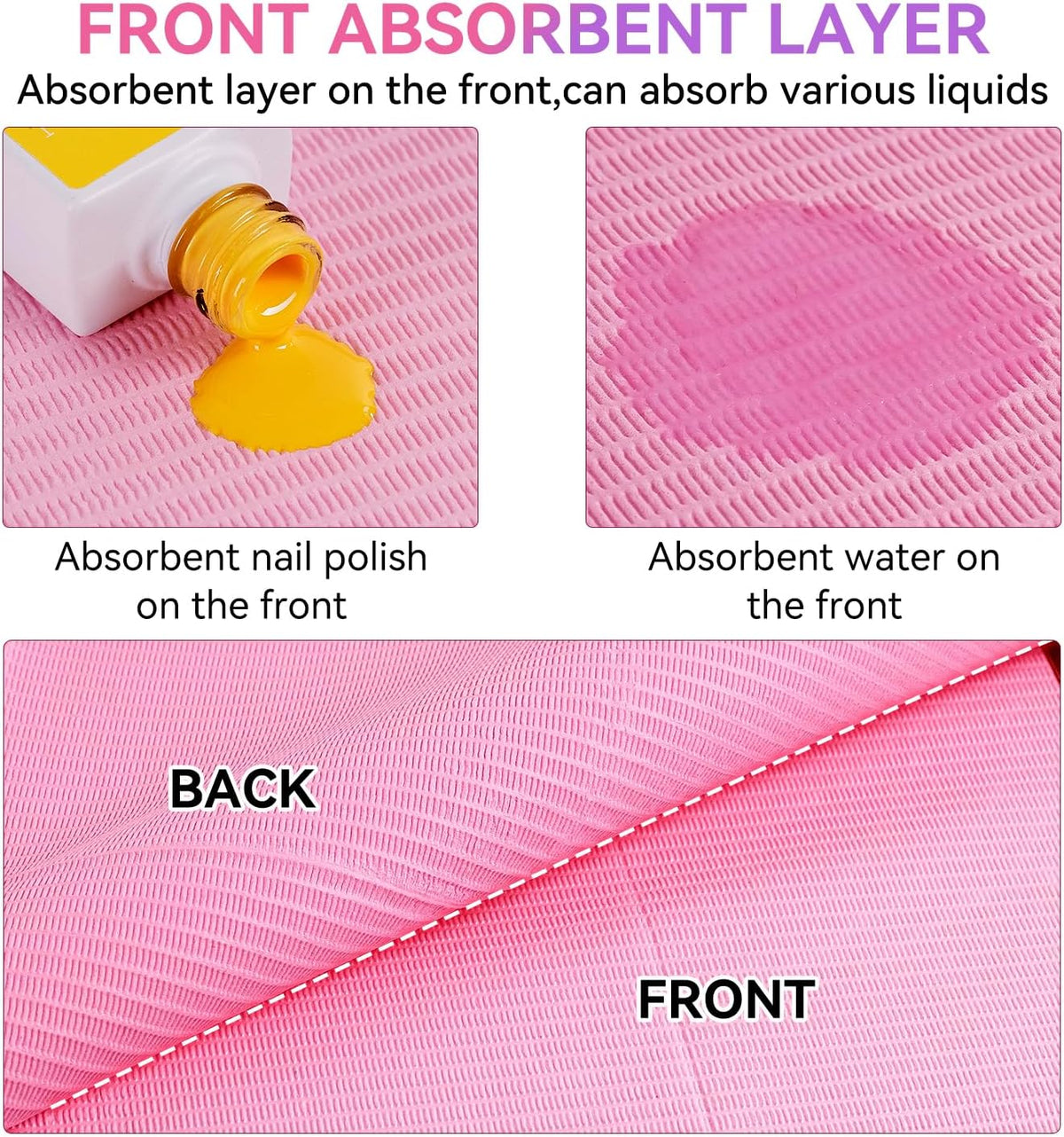 50 Pcs Pink Disposable Nail Mats, 18"x13" Waterproof