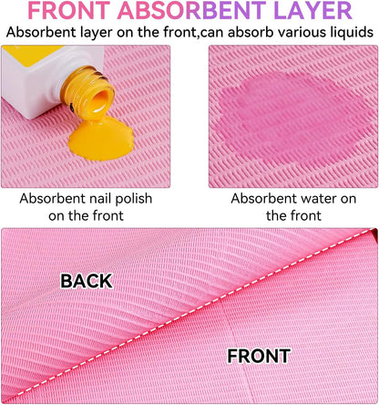 50 Pcs Pink Disposable Nail Mats, 18"x13" Waterproof