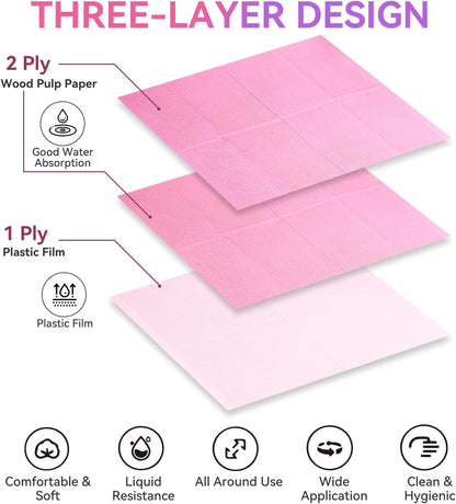 50 Pcs Pink Disposable Nail Mats, 18"x13" Waterproof