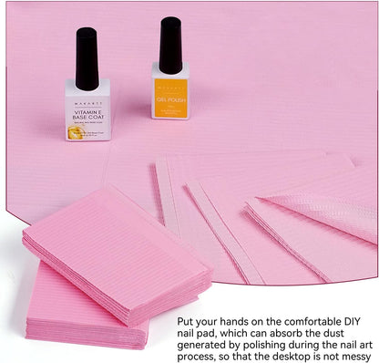 50 Pcs Pink Disposable Nail Mats, 18"x13" Waterproof