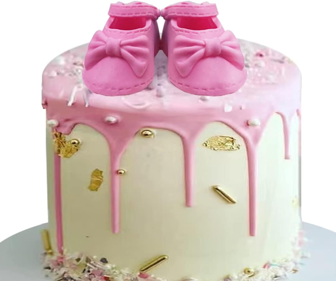 Pink Baby Shoes Cake Topper for Baby Shower