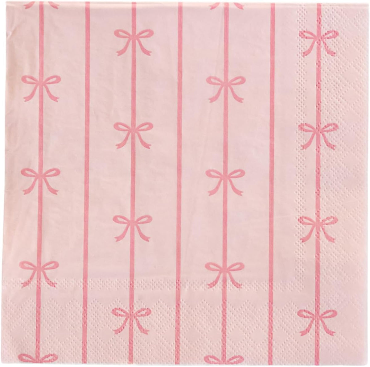 Light Pink Signature Bow Large Napkins, Pack of 20, 6.5"