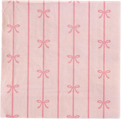 Light Pink Signature Bow Large Napkins, Pack of 20, 6.5"