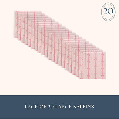 Light Pink Signature Bow Large Napkins, Pack of 20, 6.5"