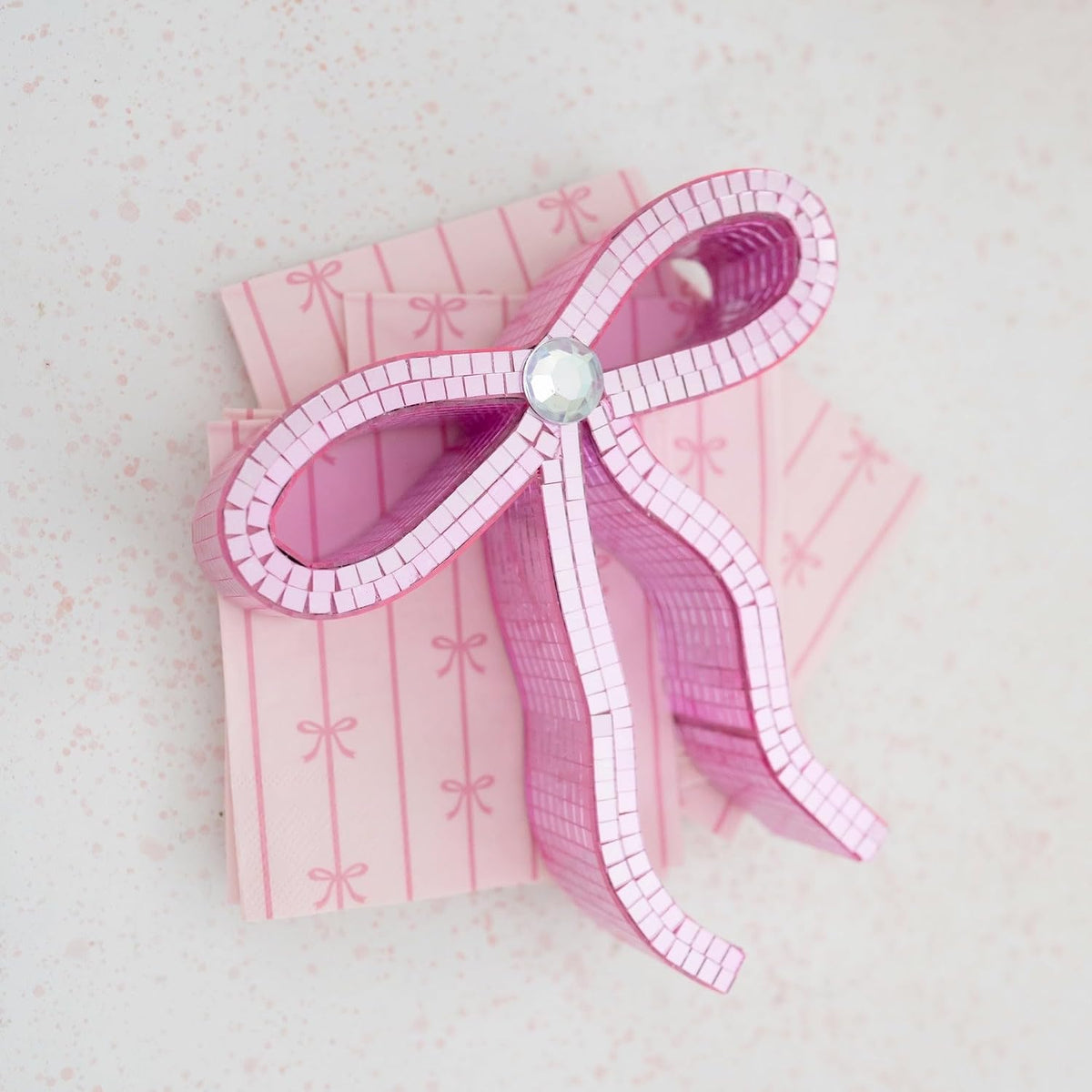Light Pink Signature Bow Large Napkins, Pack of 20, 6.5"