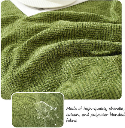 Soft Waterproof Chenille Blanket Sofa Cover with Herringbone Tassels, Washable Furniture Protector Green 90 x 180cm/35.4 x 70.8in