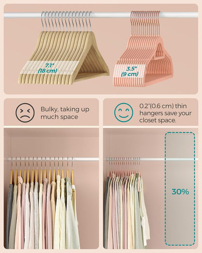 Velvet Hangers, Set of 60, Non-Slip, Space-Saving