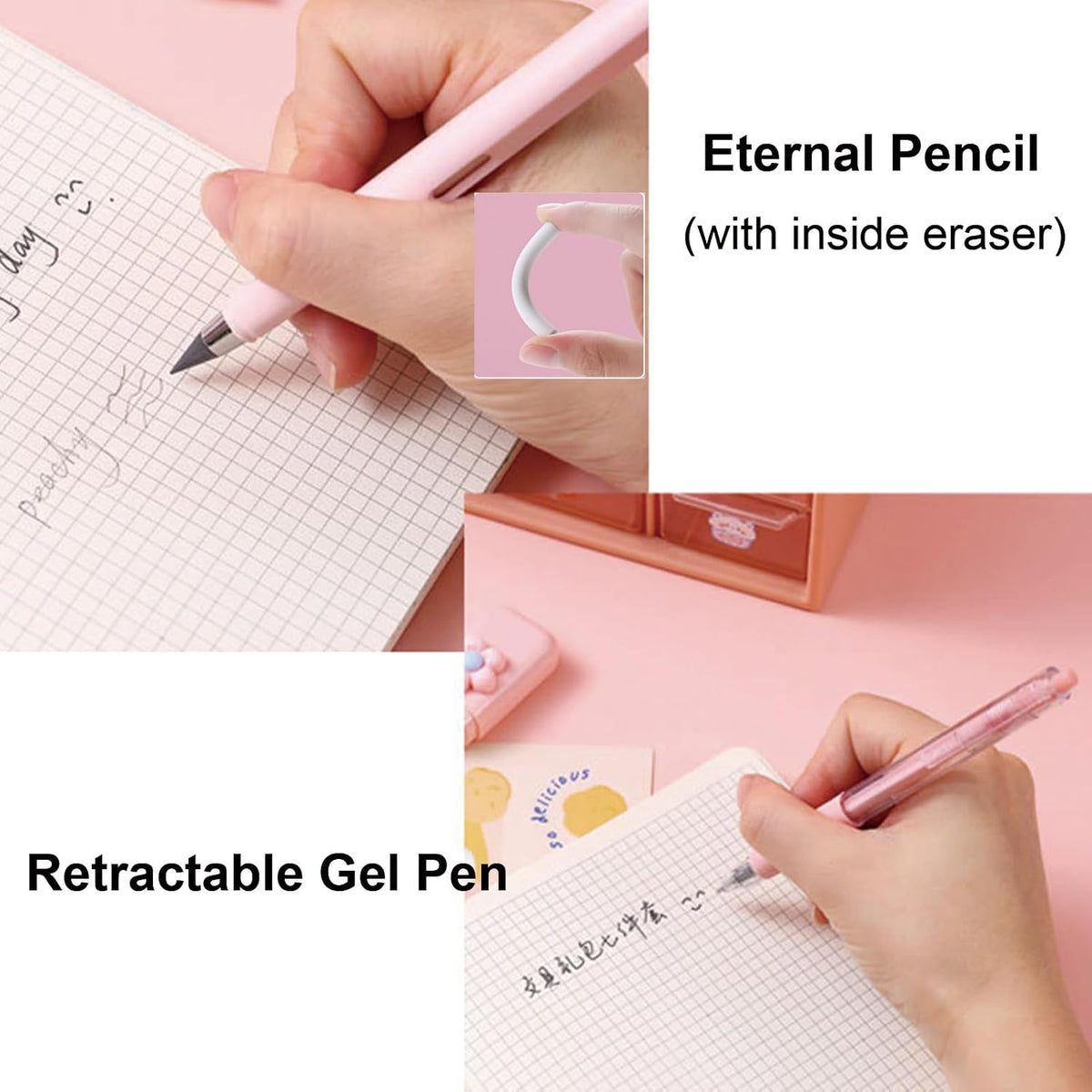 6 Pcs Cute Pink Stationery Set Kawaii School Supplies Office Supplies Women Stationery Kit Including Ballpoint Pens Pencil Highlighter Correction Tape Ruler Eraser (Pink)