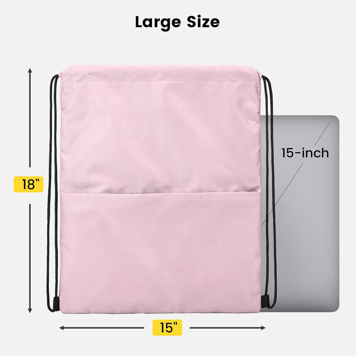 Drawstring Backpack with Side Pocket for Men Women