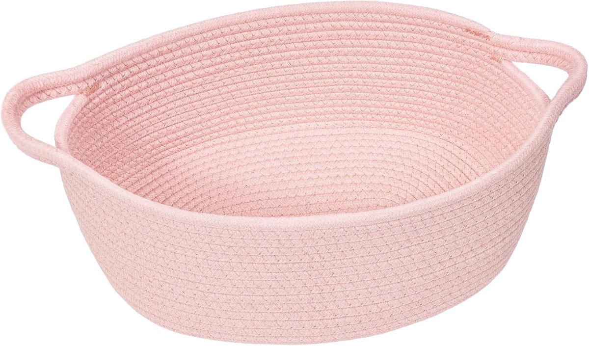 Small Woven Rope Gift Basket Empty, 12"x 8"x 5", Pink