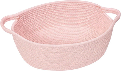 Small Woven Rope Gift Basket Empty, 12"x 8"x 5", Pink