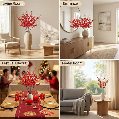 8pcs Red Cherry Blossom Branches 36in Cherry Blossom Decor