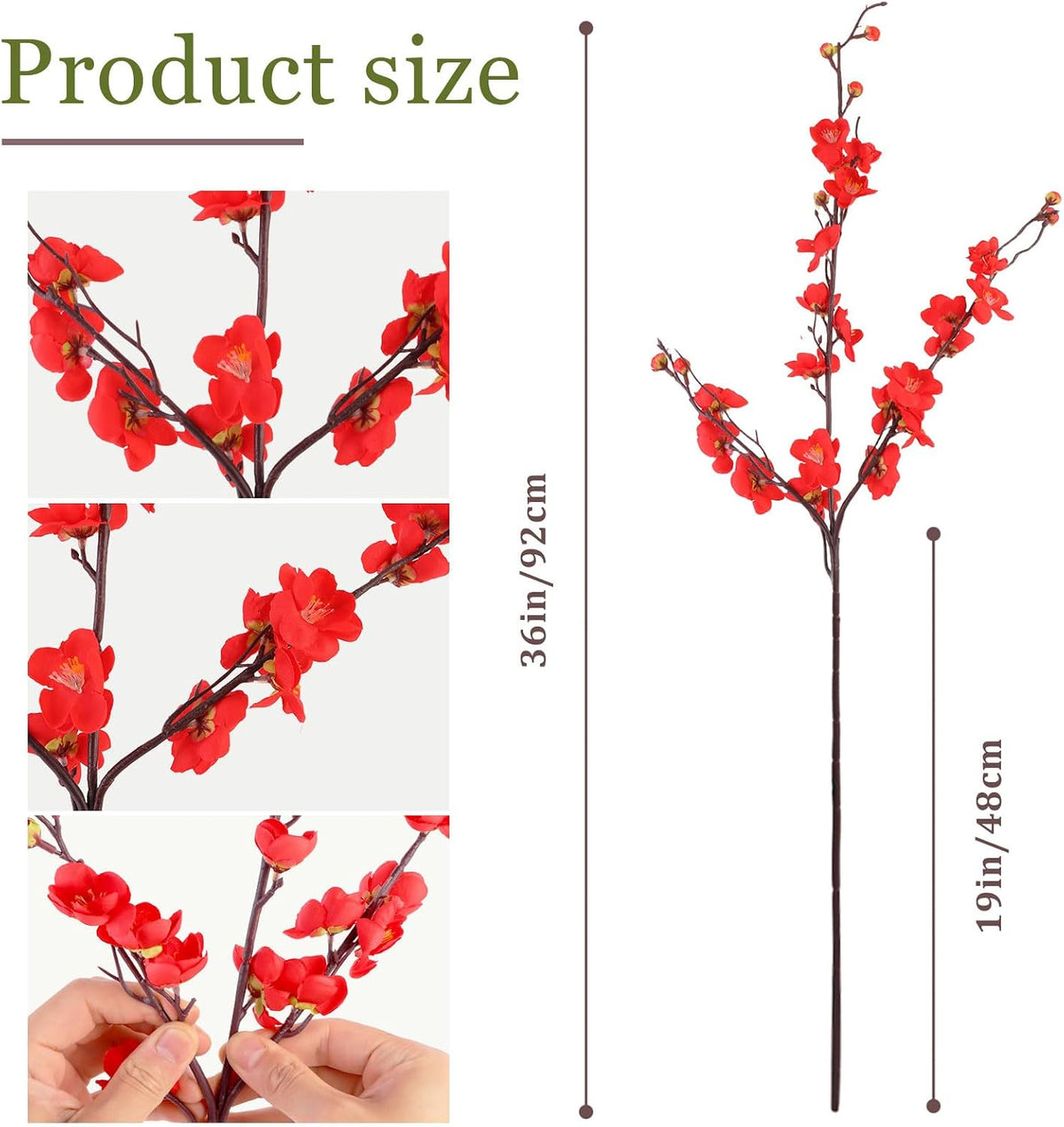 8pcs Red Cherry Blossom Branches 36in Cherry Blossom Decor