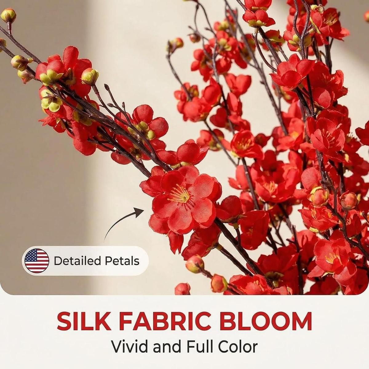 8pcs Red Cherry Blossom Branches 36in Cherry Blossom Decor