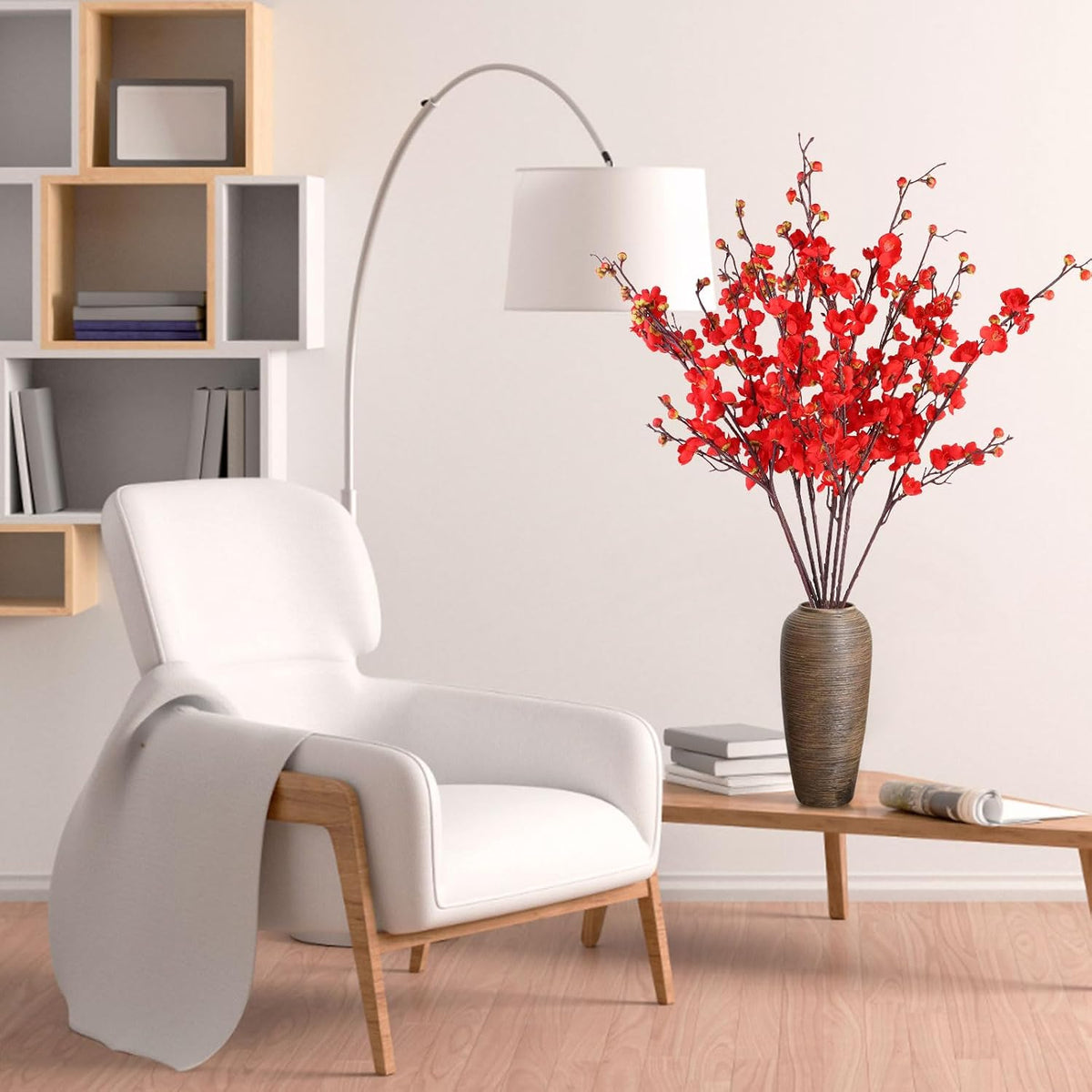 8pcs Red Cherry Blossom Branches 36in Cherry Blossom Decor