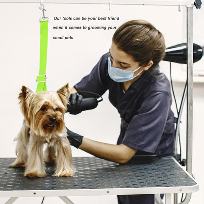ASOCEA Dog Grooming Belly Strap Dogs Grooming Table Arm Extender Loop with D-Rings Adjustable Bathing Restraint Leash No Sit Haunch Holder for Small & Medium Dog Cat Hair Cutting Washing (Green)