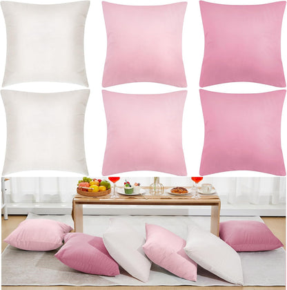 12 Pcs Pink Velvet Throw Pillow Covers 18x18 Picnic Cushion Case