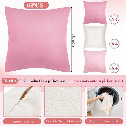 12 Pcs Pink Velvet Throw Pillow Covers 18x18 Picnic Cushion Case