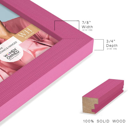 6x8 inch Picture Frame Modern Style Wood Pattern and High Definition Glass Ready for Wall and Tabletop Photo Display, Pink Frame