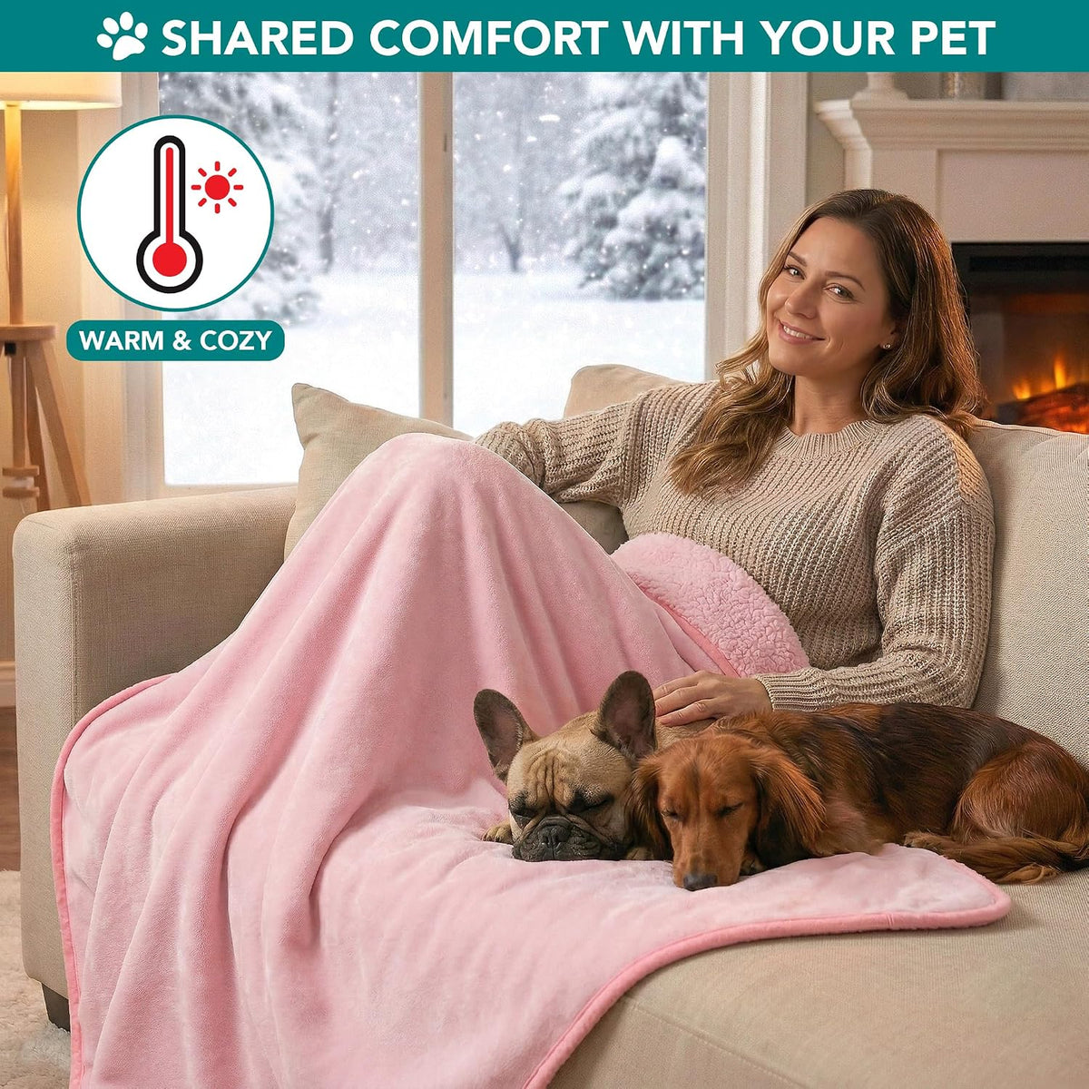 Waterproof Dog Blanket Puppy Cat Large Couch Cover, 40x60 Pink