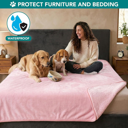 Waterproof Dog Blanket Puppy Cat Large Couch Cover, 40x60 Pink