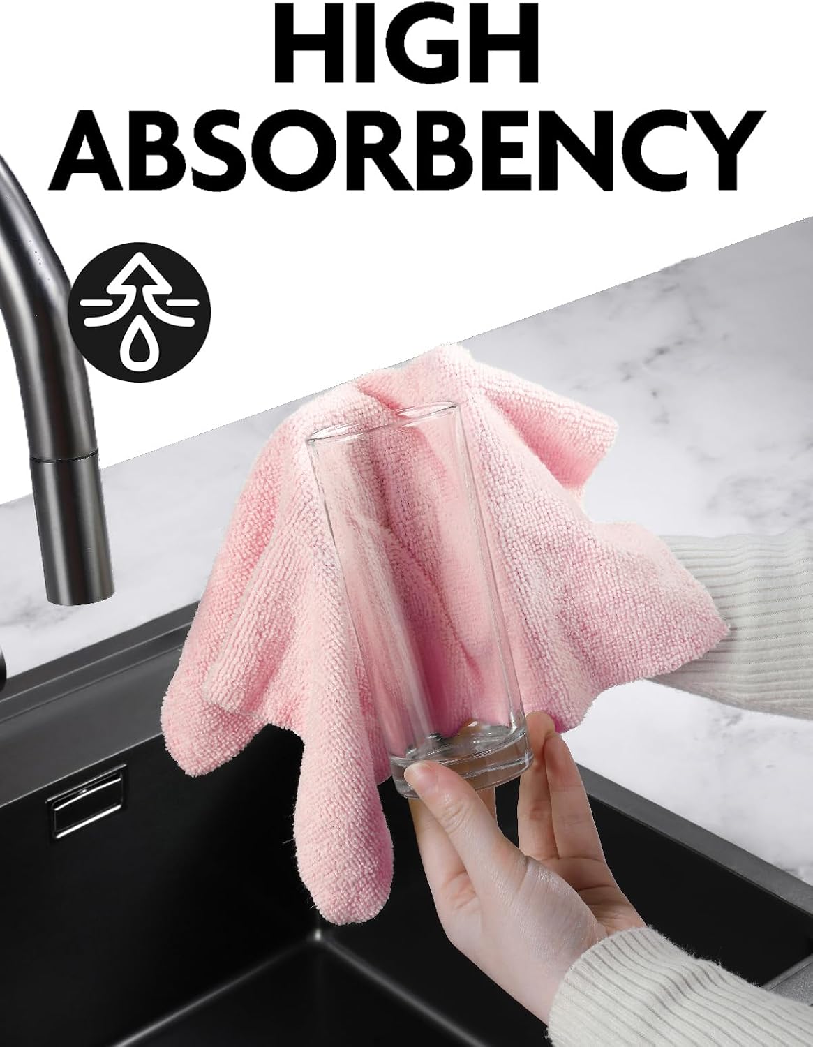 Microfiber Cleaning Cloth Roll- 90 Sheets, 12" x 12" (Pink)